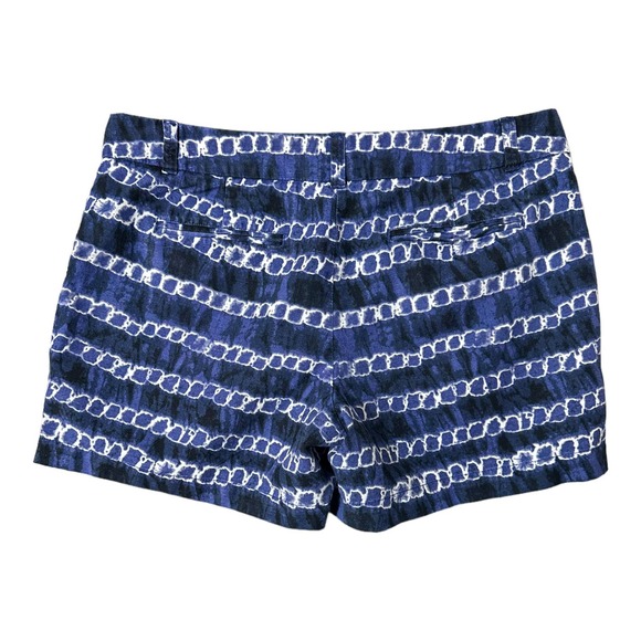 J. Crew Linen Blend Blue Tie Dyed Chain Link Pattern Shorts, Size 10 - Picture 2 of 4